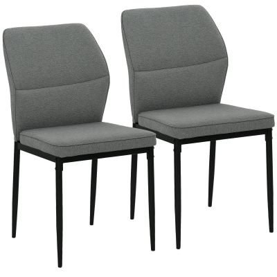 HOMCOM Set de 2 Scaune din Catifea cu Picioare Metalice, Spătar Curbat și Șezut Căptușit, 45x57x86 cm, Gri | Aosom Romania