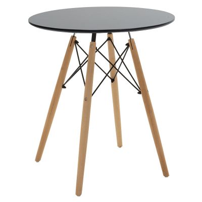 Masa Julita pakoworld MDF negru si lemn de fag in nuanta Naturala 60x73cm