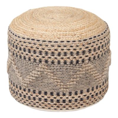 Puf-taburet Bangku Inart, din iută și bumbac în nuanță Naturală, F45x30cm 45x45