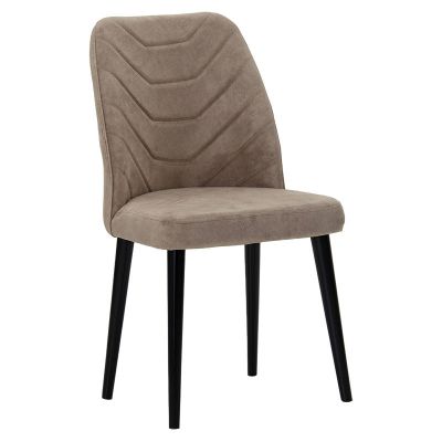Scaun Adeline catifea bej cu picior nuc 52x49