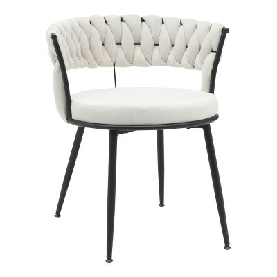 Scaun Alkia pakoworld din catifea bej cu picior metalic negru 60x57x68cm