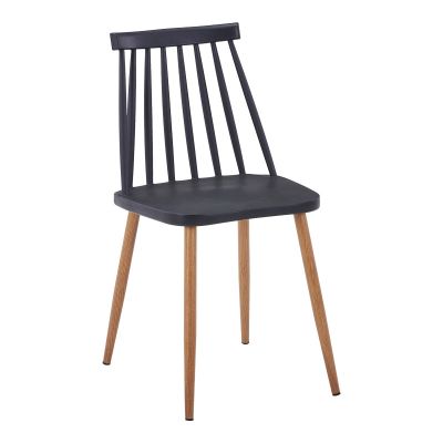 Scaun Aurora I pp pakoworld în culoare neagră, picior metalic-Natural, 43x48x79 cm 48x43