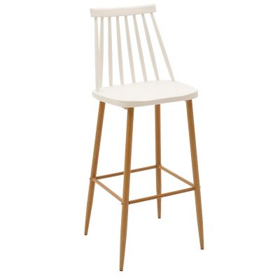 Scaun bar Aurora pakoworld alb pp-picior Natural 42x49x109cm