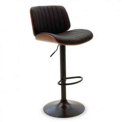 Scaun bar inaltime ajustabila, Model Fern, Negru/Wenge, 48x50x88-108 cm