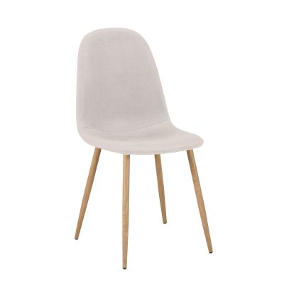 Scaun Bella pakoworld Gri deschis-tesatura bej-picior metalic Natural 43x52x88cm