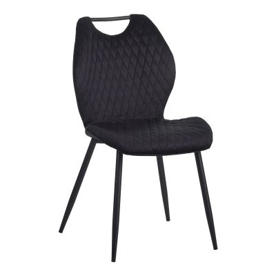 Scaun Bongo din catifea pakoworld în nuanță neagră, cu picioare din metal negru, 56.5x47x84cm 47x57
