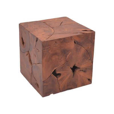 Scaun Boxy Inart din lemn masiv de tec Natural 40x40x40cm