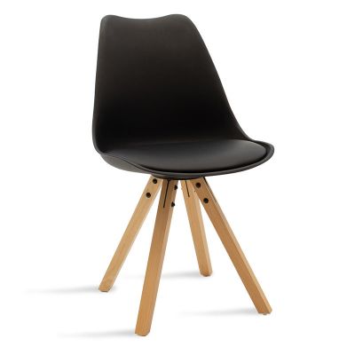 Scaun Caron pakoworld PP negru-picior Natural