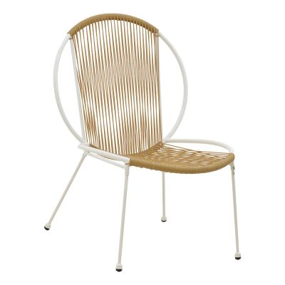 Scaun Dapper pakoworld metal alb- pe Natural 64,5x74,5x76cm