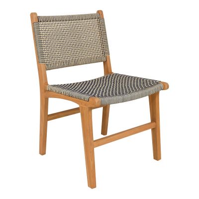 Scaun Darien pakoworld schelet din lemn de tec în nuanță Naturală și funie pe crem-negru 52x62x86cm
