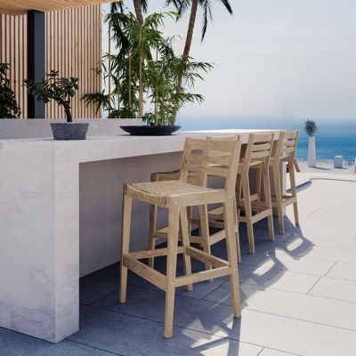 Scaun de bar Bravo, lemn masiv de salcam, 53x45x87cm