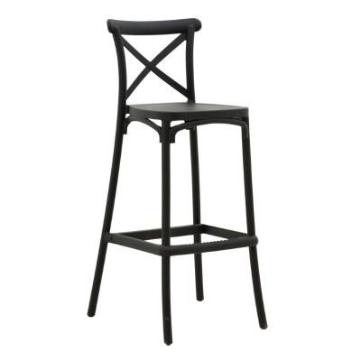 Scaun de bar Crossie pakoworld pp negru 44x44x113cm