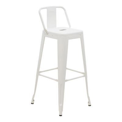 Scaun de bar cu spatar Utopia pakoworld metal alb 42x42x97cm