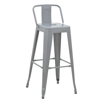 Scaun de bar cu spatar Utopia pakoworld metal Gri mat 42x42x97cm