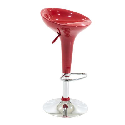 Scaun de bar Felice pakoworld reglabil pe inaltime baza rosu-crom 40x43x84cm
