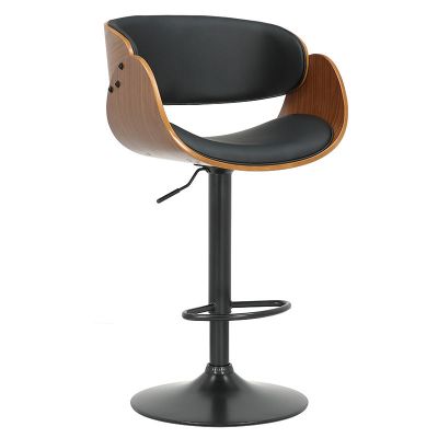 Scaun de bar Hadley pakoworld pliabil negru pu-lemn nuc-metal negru