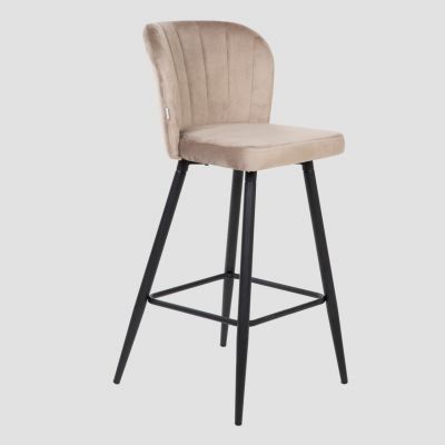 Scaun de bar Hana Reducido, Homla, 52x44x89 cm, metal/MDF/catifea din poliester, bej Scaun de bar Hana Reducido, Homla, 52x44x89 cm, metal/MDF/catifea din poliester, bej
