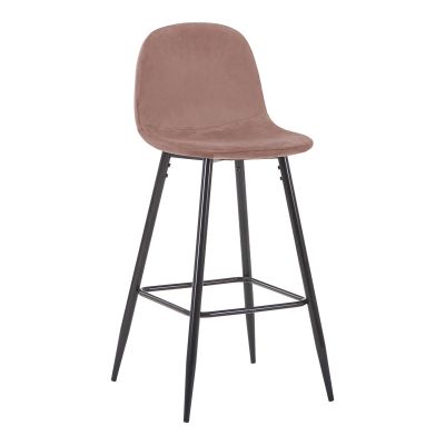 Scaun de bar înălțime medie Bella pakoworld măr putred picior de metal catifea-negru 41x47x93cm