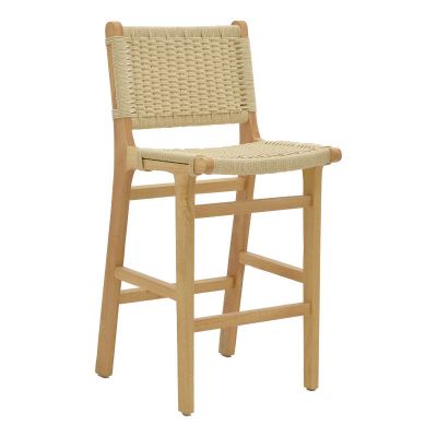 Scaun de bar Julien pakoworld lemn de cauciuc Natural-funie Naturala 45x46x95cm