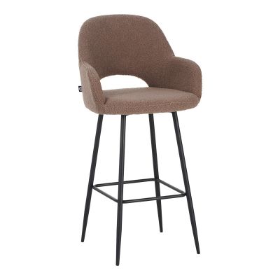 Scaun de bar Renish în țesătură teddy Crem PAKOWORLD cu picioare din metal negru 51x57x114cm 57x51