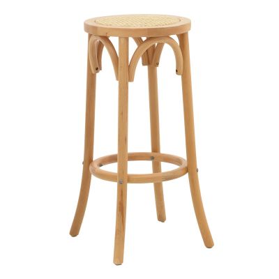 Scaun de bar Serzo pakoworld lemn de fag si ratan in culoare Naturala Ö36x71cm