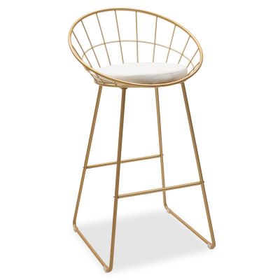 Scaun de bar Seth pakoworld sarma metalica aurie cu perna pvc alb