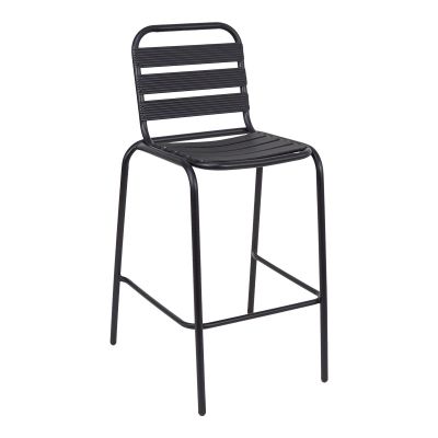 Scaun de bar Sussie pakoworld metal negru cu lamele din aluminiu 58x58x111cm