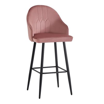 Scaun de bar Velva pakoworld catifea in culoarea marului putred 49x63x102cm