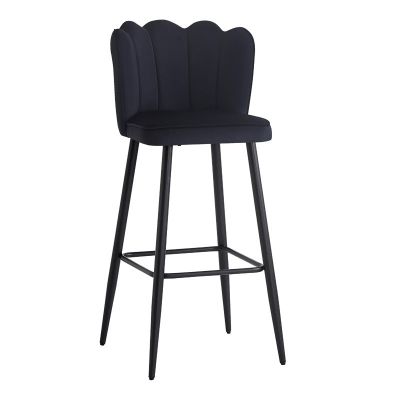 Scaun de bar Velvi pakoworld catifea de culoare neagra 43X62X95cm