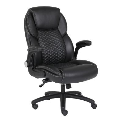 Scaun de birou cu manager de piele PU cu design, Negru, 74x73x108-116cm 73x74