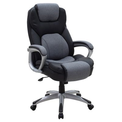 Scaun de birou manager Lockie pakoworld cu PU din material negru-Gri