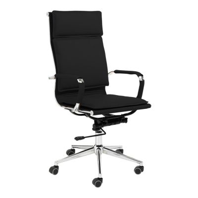 Scaun de birou negru din imitație de piele Premier – Tomasucci