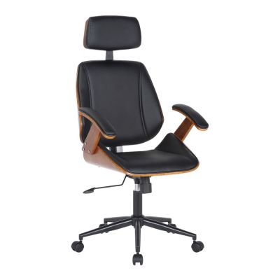 Scaun de birou negru din imitație de piele Visby – Tomasucci