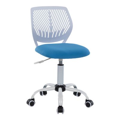 Scaun de birou pentru copii Kador pakoworld plasă din material de culoare albastru-alb 52x52x72-84cm Scaun de birou pentru copii Kador pakoworld plasă din material de culoare albastru-alb 52x52x72-84cm