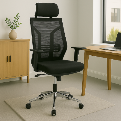 Scaun de birou pentru manager Commend, culoare neagră, 50x 50 x 114 - 124 cm