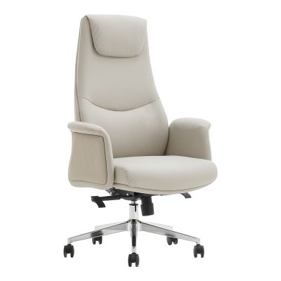 Scaun de birou pentru manager Rekter pakoworld PU in culoare bej 77x65x119-127cm 65x77