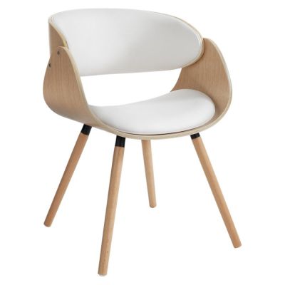 Scaun de dining alb-în culoare naturală din imitație de piele Visby Evo – Tomasucci