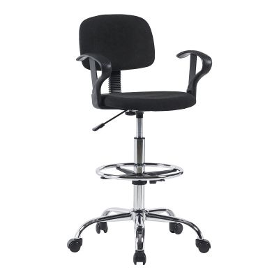 Scaun de recepție din țesătură Icina pe rotile de la pakoworld în nuanța neagră 58x54x102-123cm 54x58