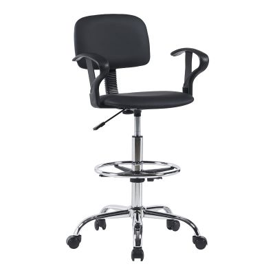 Scaun de recepție Icina Ι cu role de la pakoworld în nuanță neagră 58x54x102-123cm 54x58
