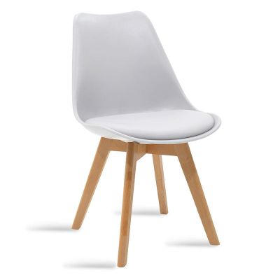 Scaun Gaston cu piele ecologica, Alb, 57x48 cm