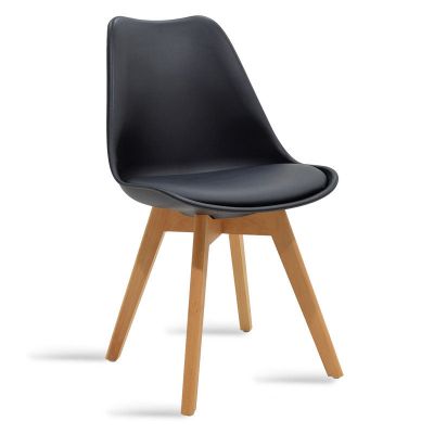 Scaun Gaston din PP cu PU de culoare neagră - stejar 57x48