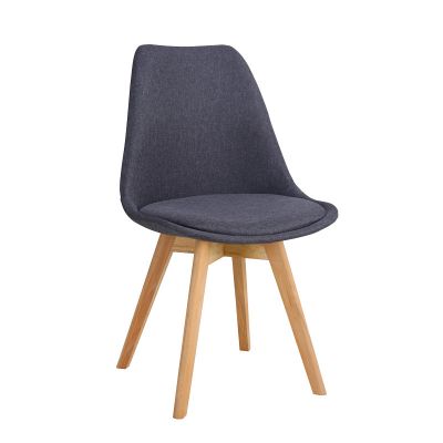 Scaun Gaston pakoworld Gri închis pp-țesătură-lemn Natural 56,5x43x83,5cm