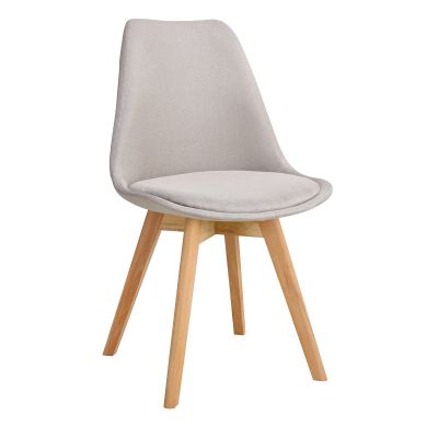 Scaun Gaston pakoworld material bej si picior din lemn Natural 56,5x43x83,5cm