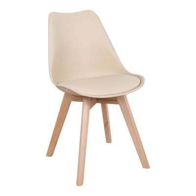 Scaun Gaston pakoworld PP-PU culoare taupe - picior Natural 58x47x85cm 47x58