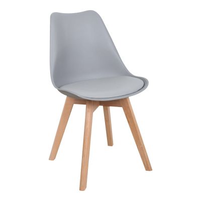 Scaun Gaston pakoworld PP-PU Gri deschis - picior Natural 58x47x85cm 47x58