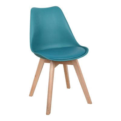 Scaun Gaston PP-PU de culoare albastru - picior Natural 58x47x85cm 47x58