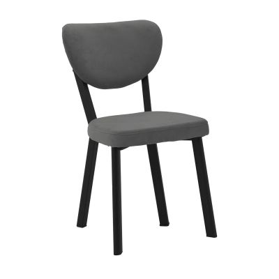 Scaun Joley pakoworld Gri închis catifea-negru metal 45x39x86.5cm