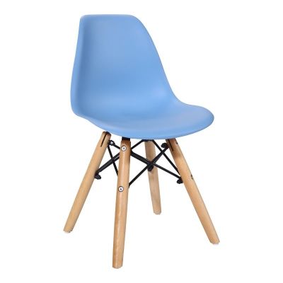 Scaun Julita pentru copii albastru din plastic PP si lemn de fag natural 31x35x57.5 cm