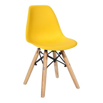 Scaun Julita pentru copii galben din plastic PP si lemn de fag natural 31x35x57.5 cm