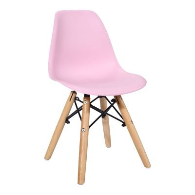 Scaun Julita pentru copii roz din plastic PP si lemn de fag natural 31x35x57.5 cm